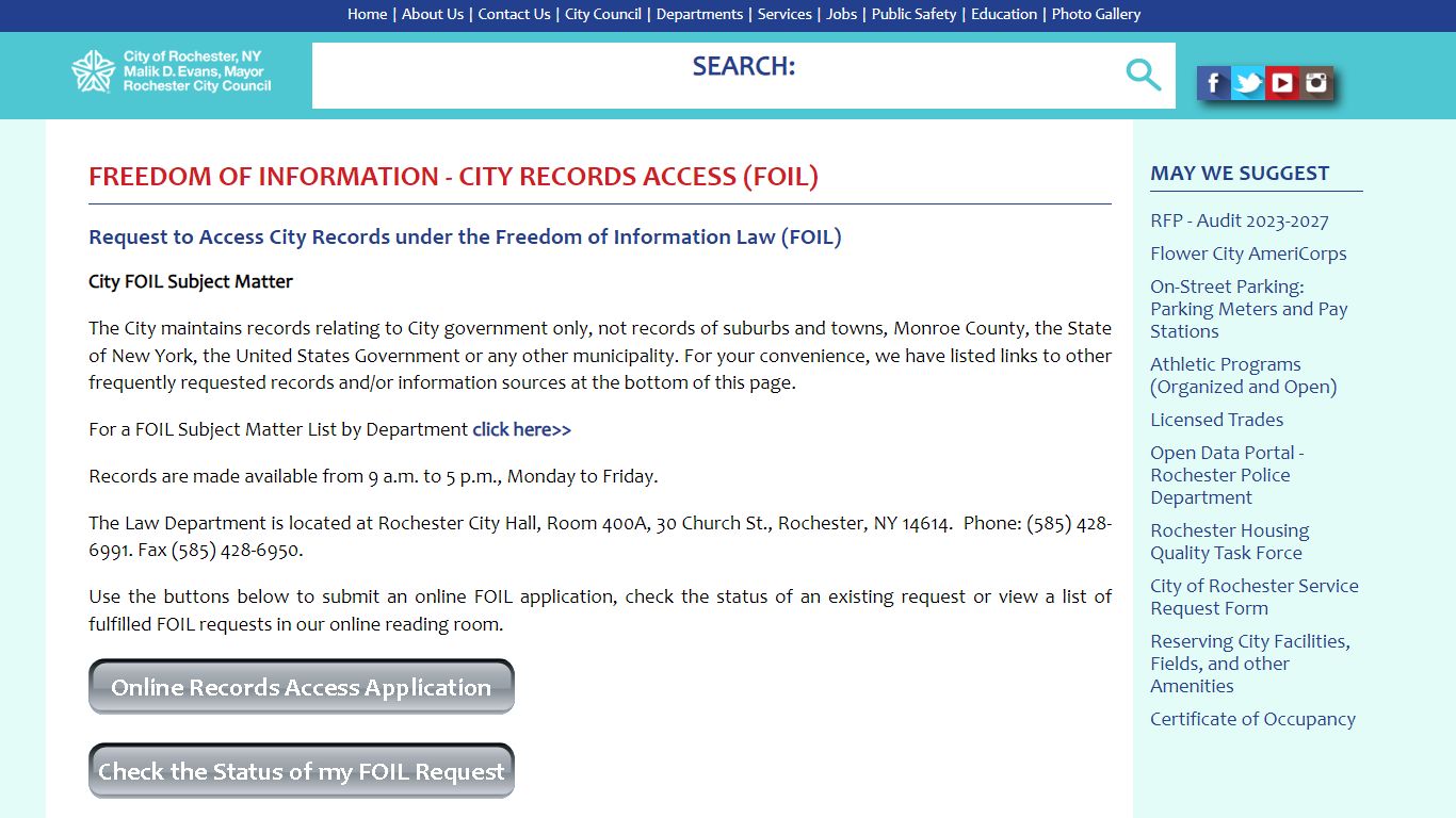 City of Rochester | Freedom of Information - City Records ...